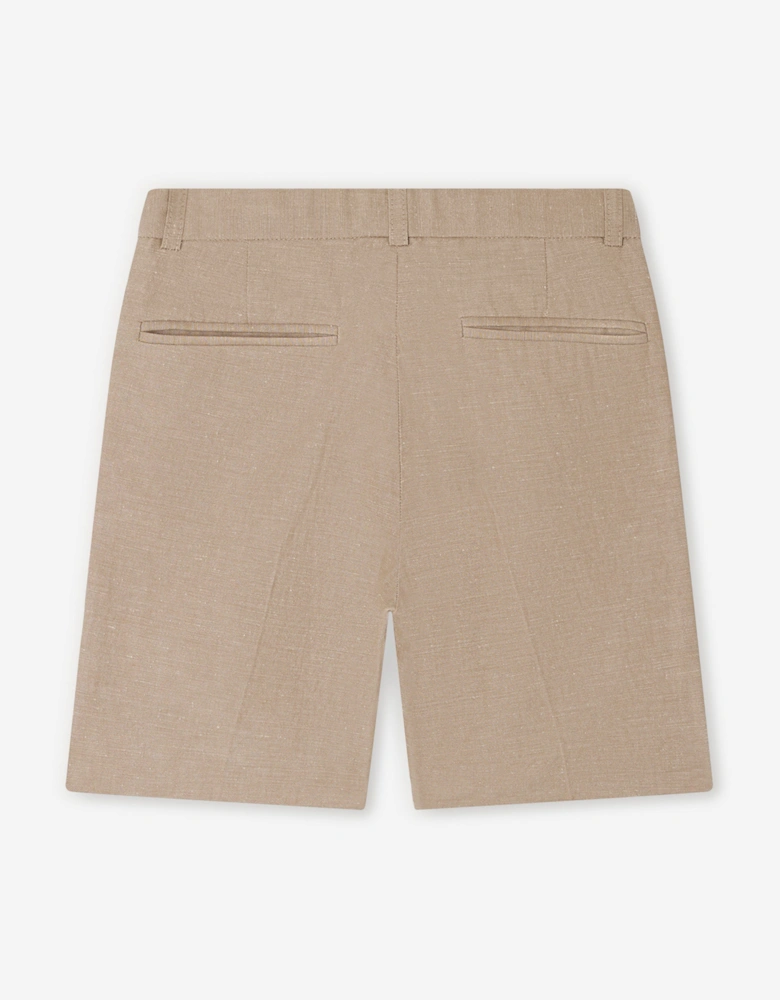 Boys Linen Calvin Shorts in Brown