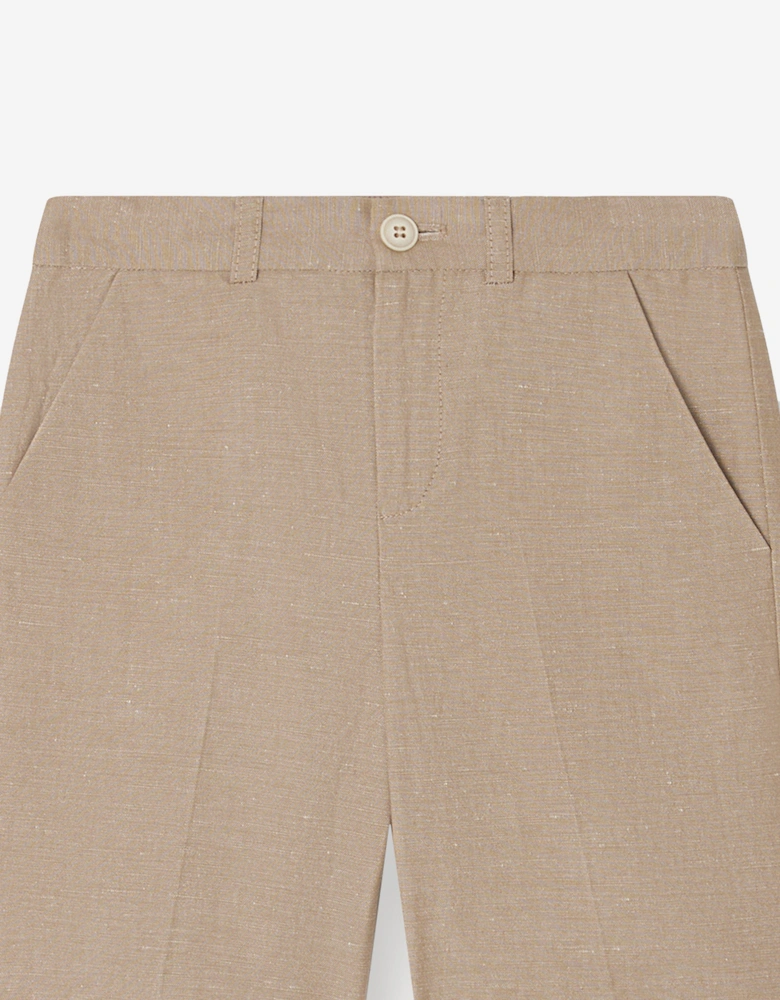 Boys Linen Calvin Shorts in Brown