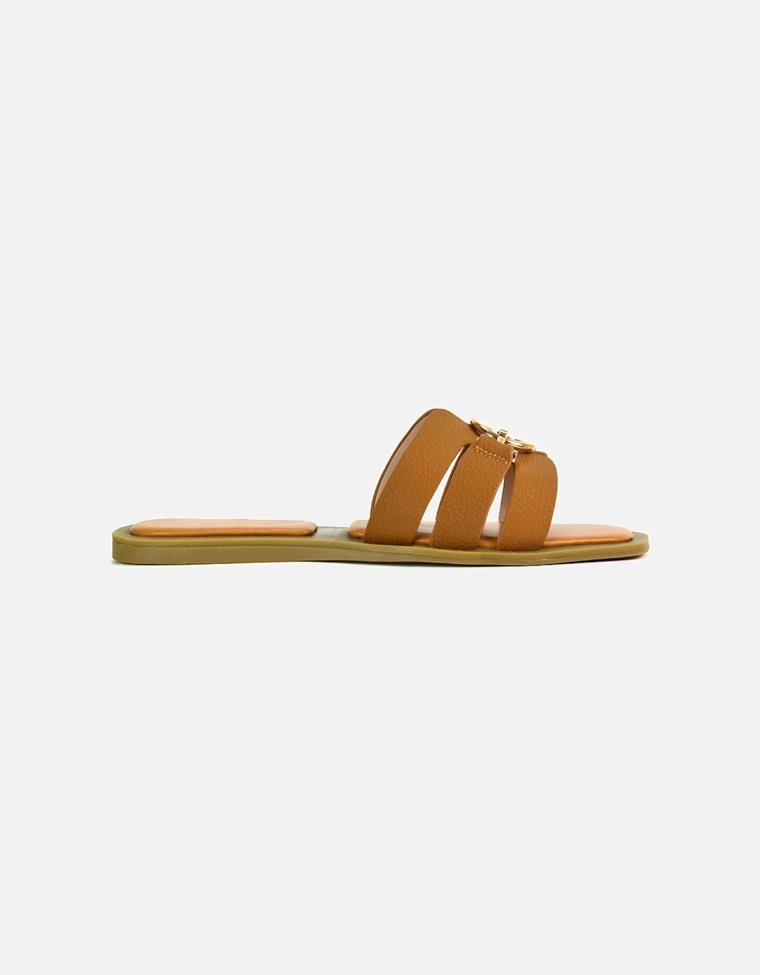 'Melissa' Open Toe Flat Slip On Slide Sandals With Buckle Detail, 2 of 1