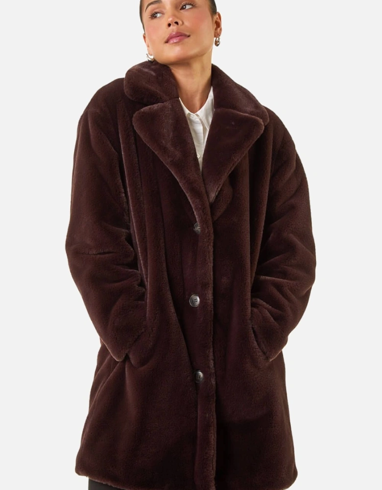 Petite Longline Pocket Fur Coat