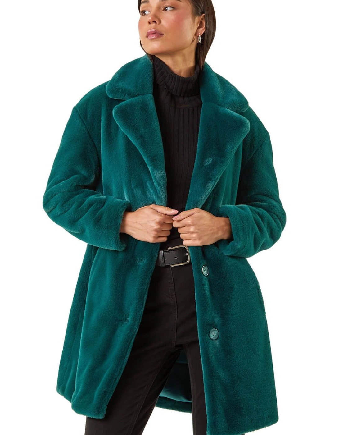 Petite Longline Pocket Fur Coat, 2 of 1