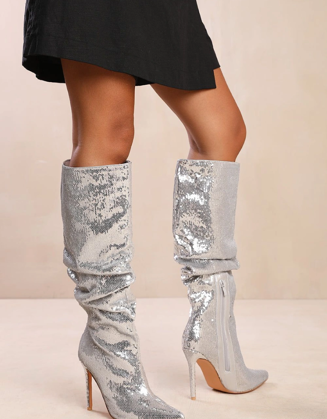 'Glimmer' Below Knee Sequin Slouch Boots, 2 of 1