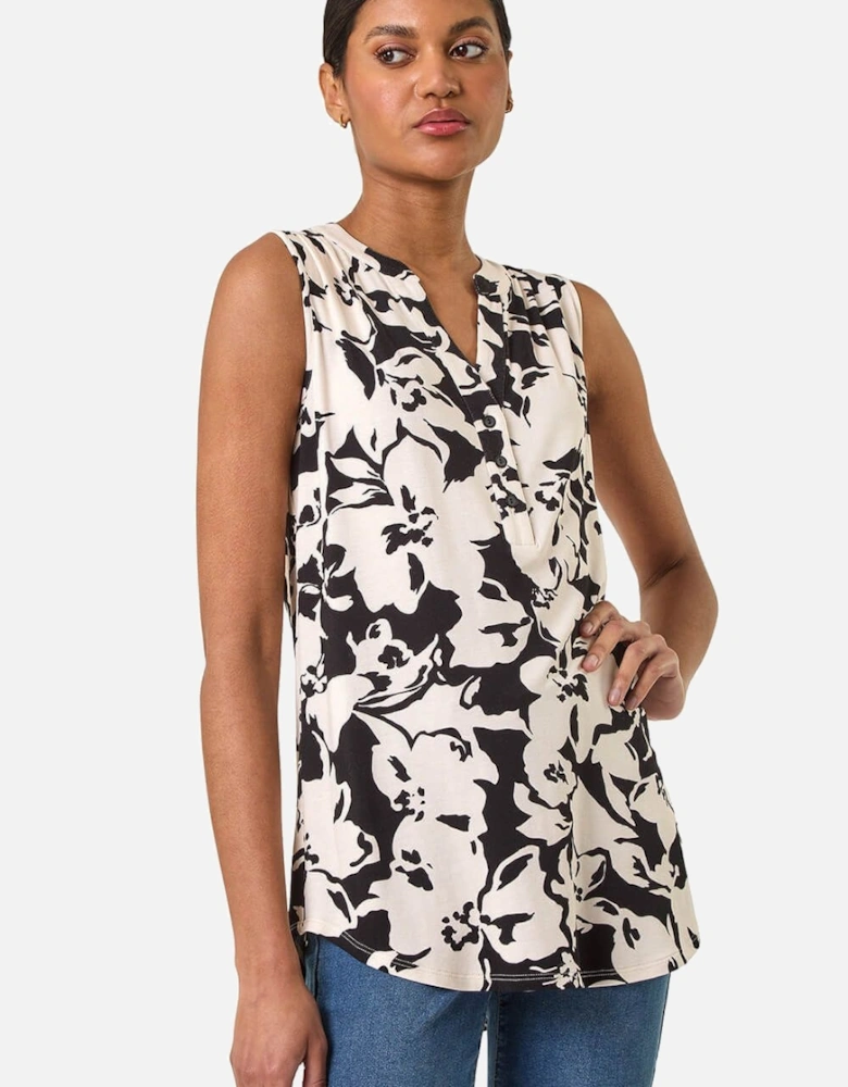 Floral Print V-Neck Vest Top