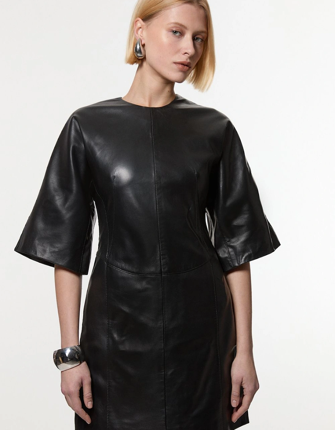Leather Seam Mini Dress, 2 of 1