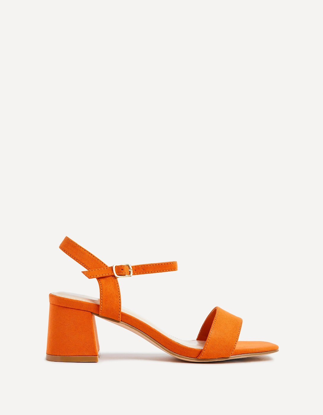 Darcie Orange Faux Suede Low Chunky Block Heeled Sandal, 2 of 1