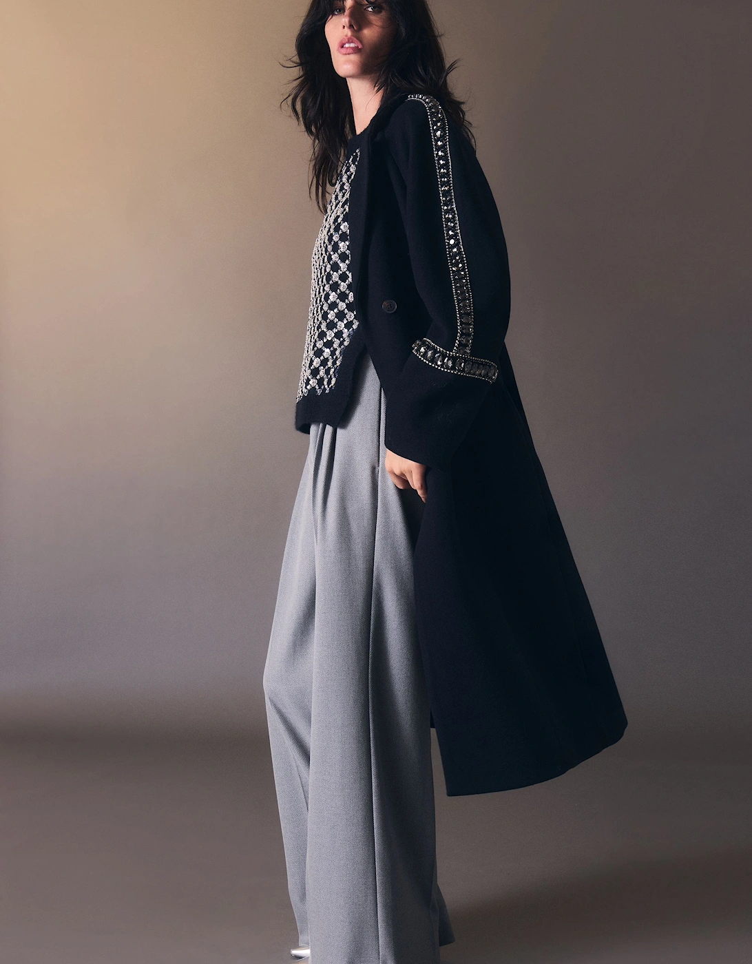 Wool Embellished Oversize Tailored Coat, 2 of 1