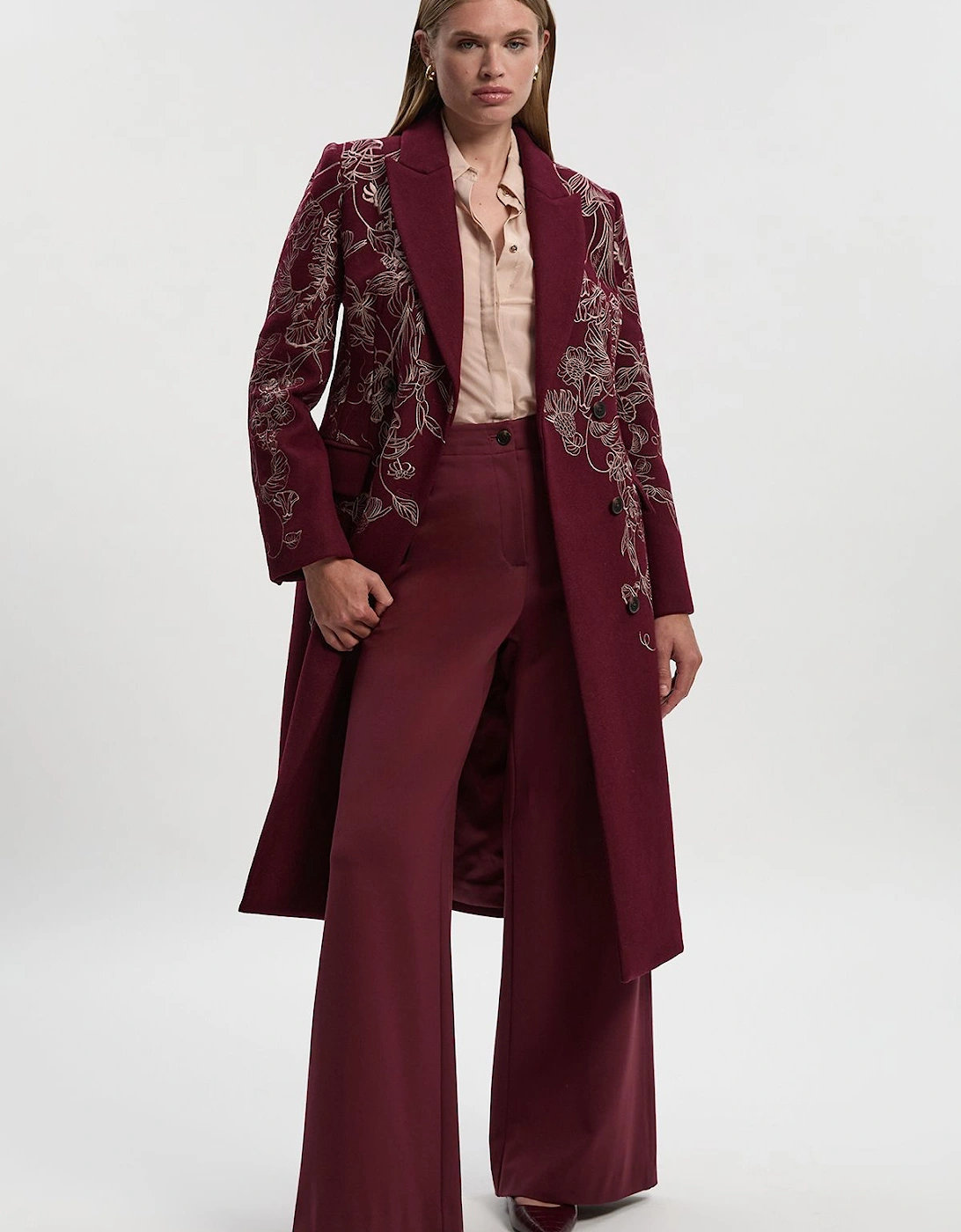 Wool Floral Embroidered Double Breasted Coat, 2 of 1