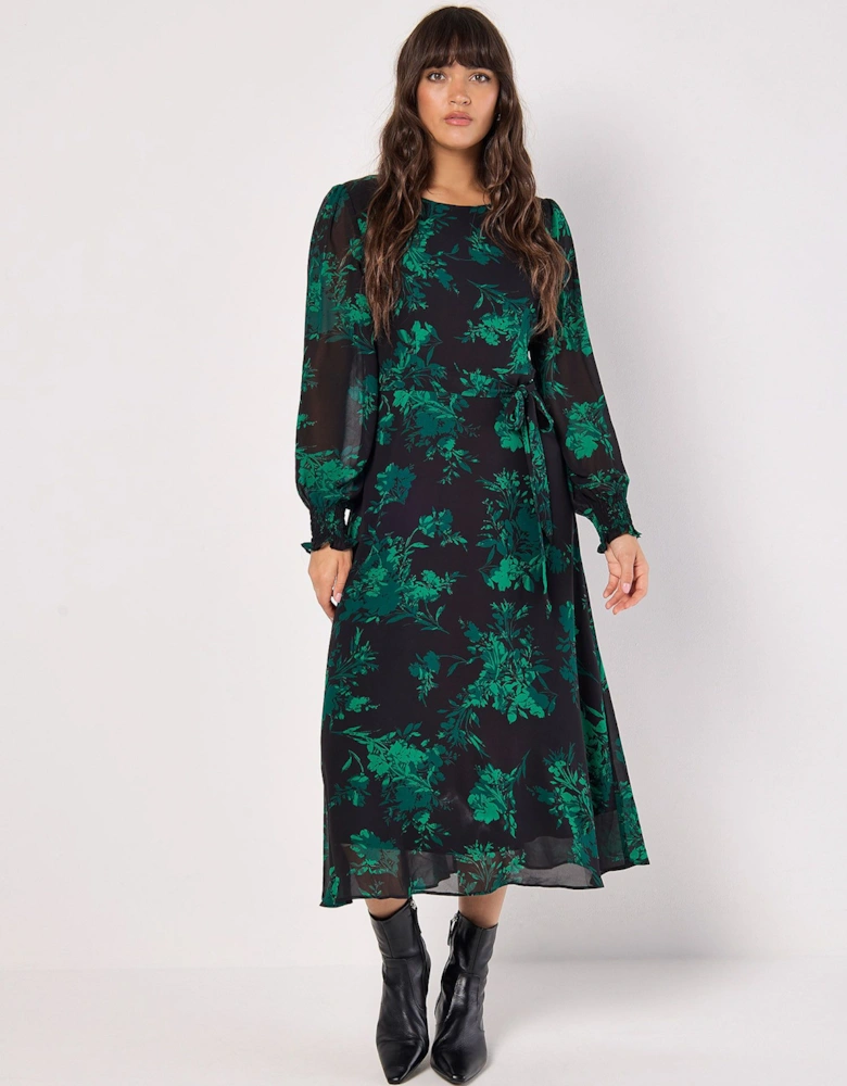 Silhouette Floral Chiffon Midaxi Dress