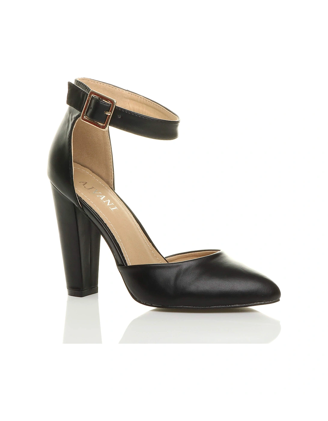 High Block Heel Ankle Strap Pointed Toe  2 Part Heels, 2 of 1