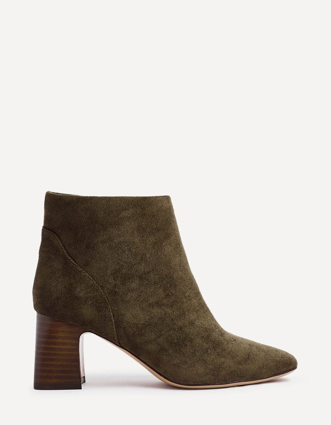 Cove Khaki Faux Suede Soft Square Toe Block Heel Ankle Boot, 2 of 1