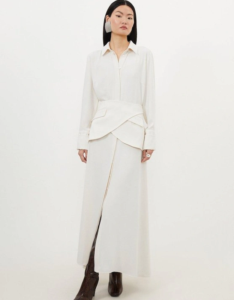 Soft Tailored Belted Maxi Shirt Dress