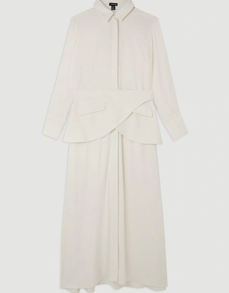 Soft Tailored Belted Maxi Shirt Dress