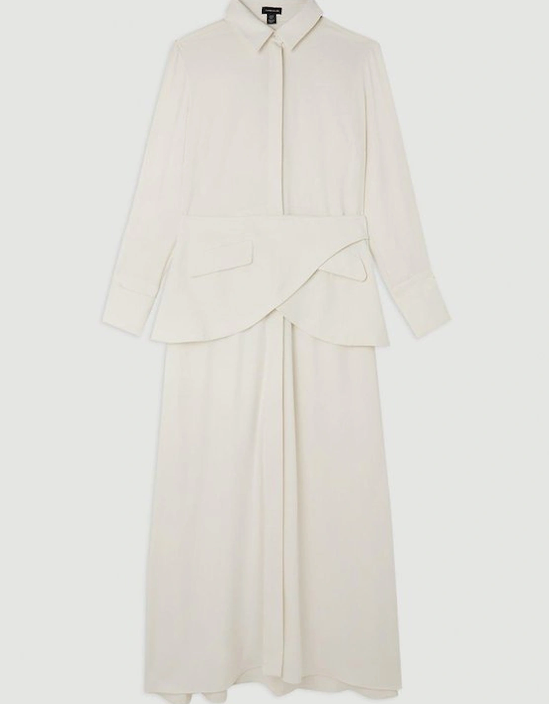 Soft Tailored Belted Maxi Shirt Dress