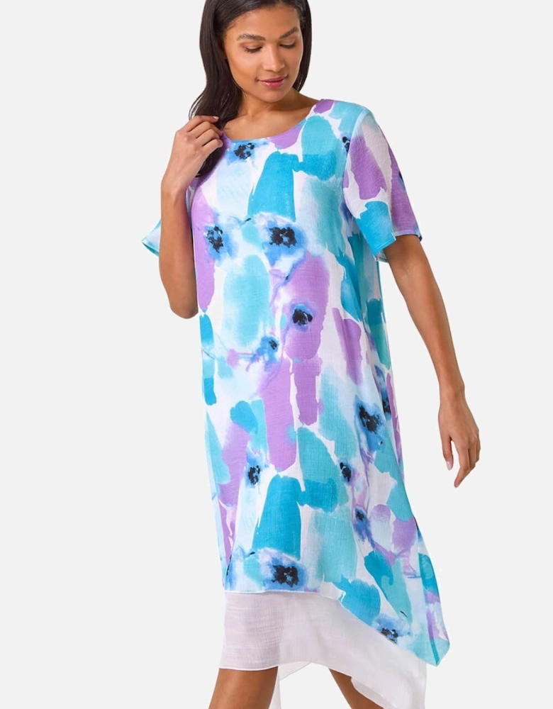 Abstract Print Double Layer Shift Dress