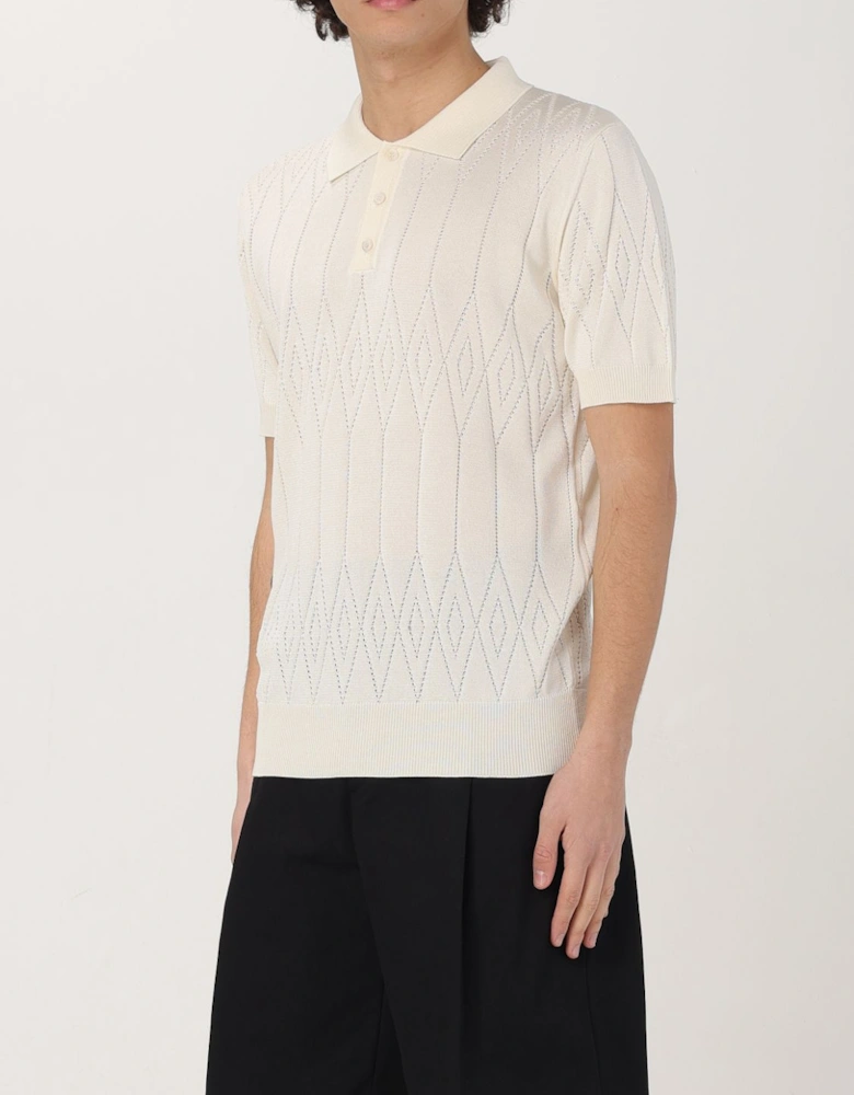 Knit Diamond Pattern Polo Shirt