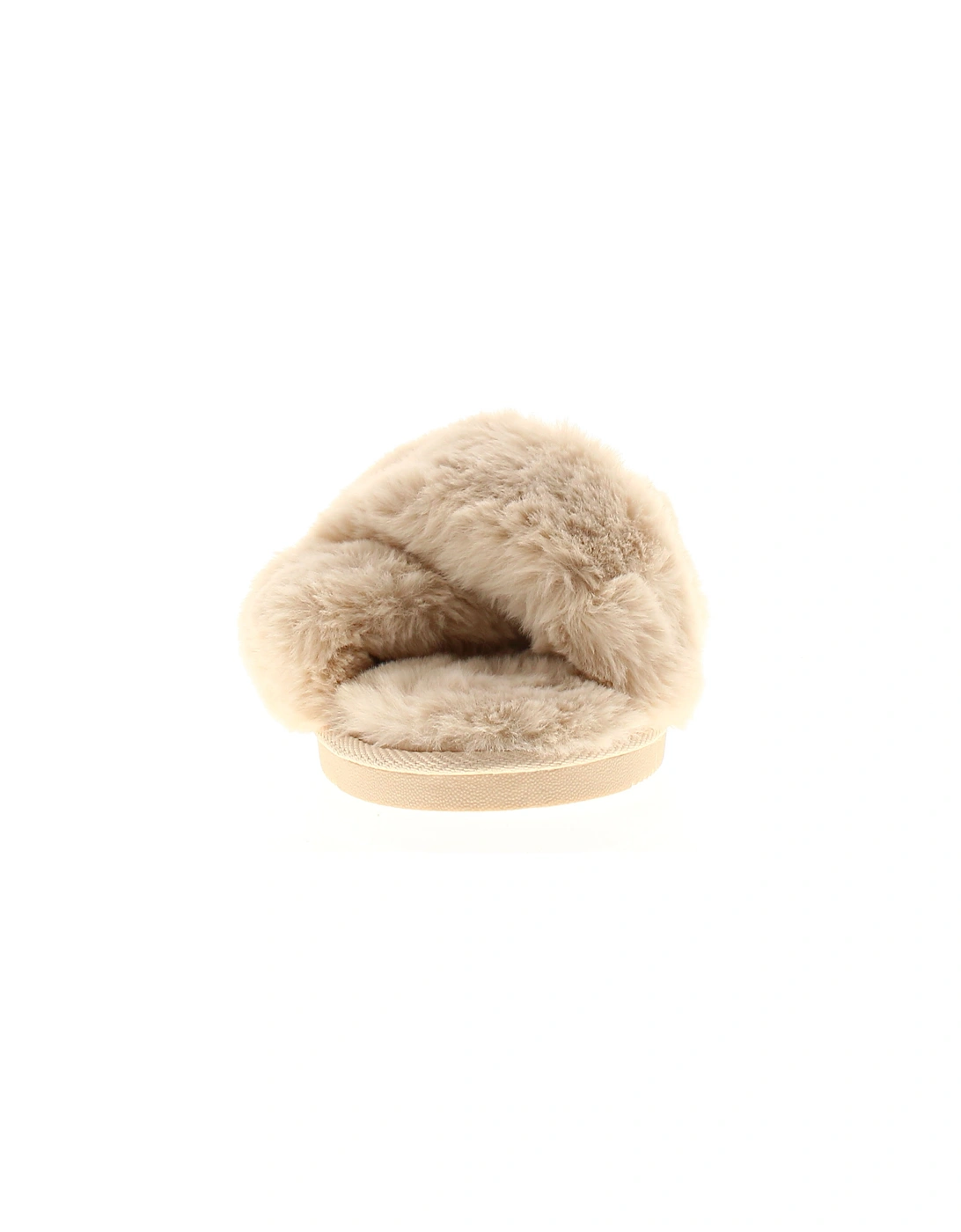 Womens Mule Slippers Cuddles Faux Fur Soft Cosy Beige UK Size