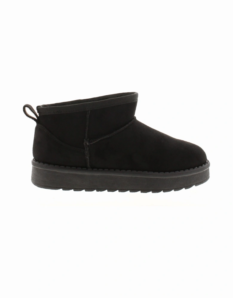 Girls Boots Ankle Squeal Faux Fur Lining black UK Size