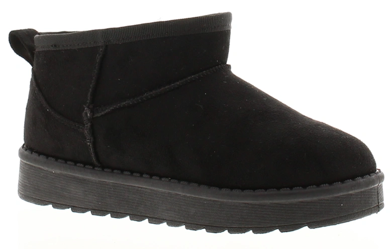 Girls Boots Ankle Squeal Faux Fur Lining black UK Size