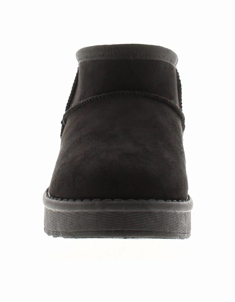 Girls Boots Ankle Squeal Faux Fur Lining black UK Size