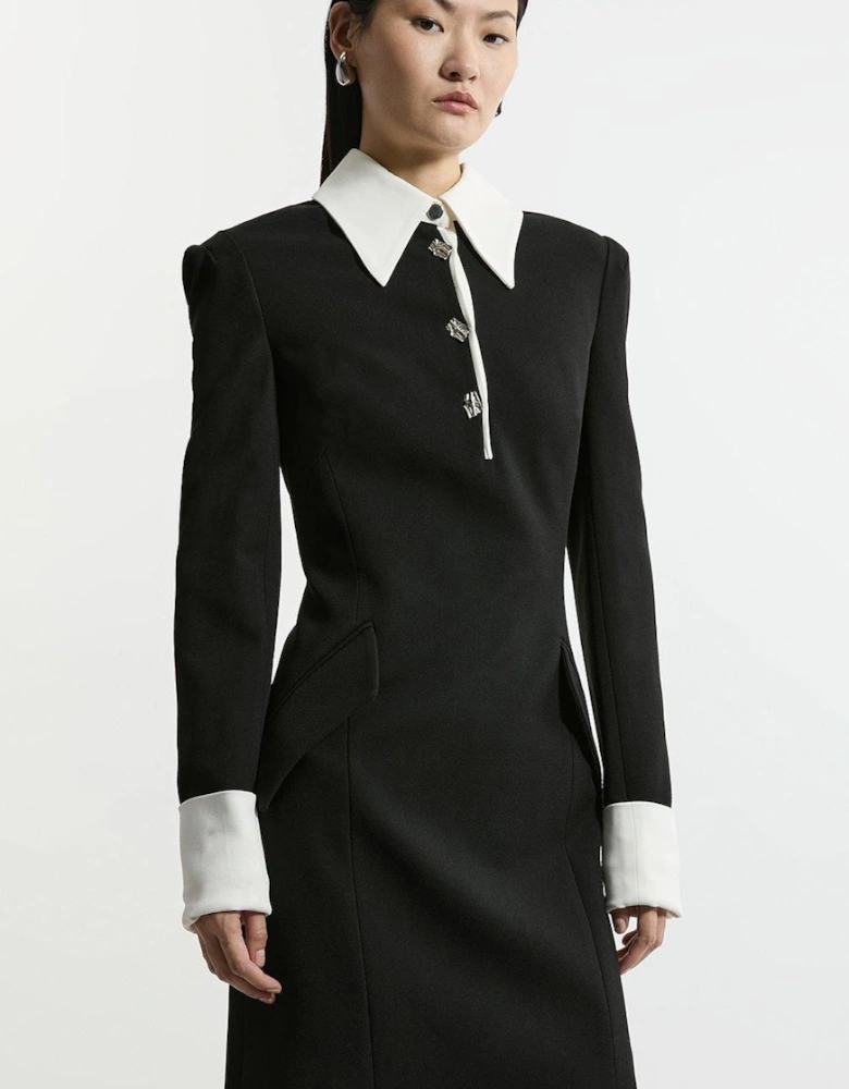 Tailored Crepe Mini Shirt Dress