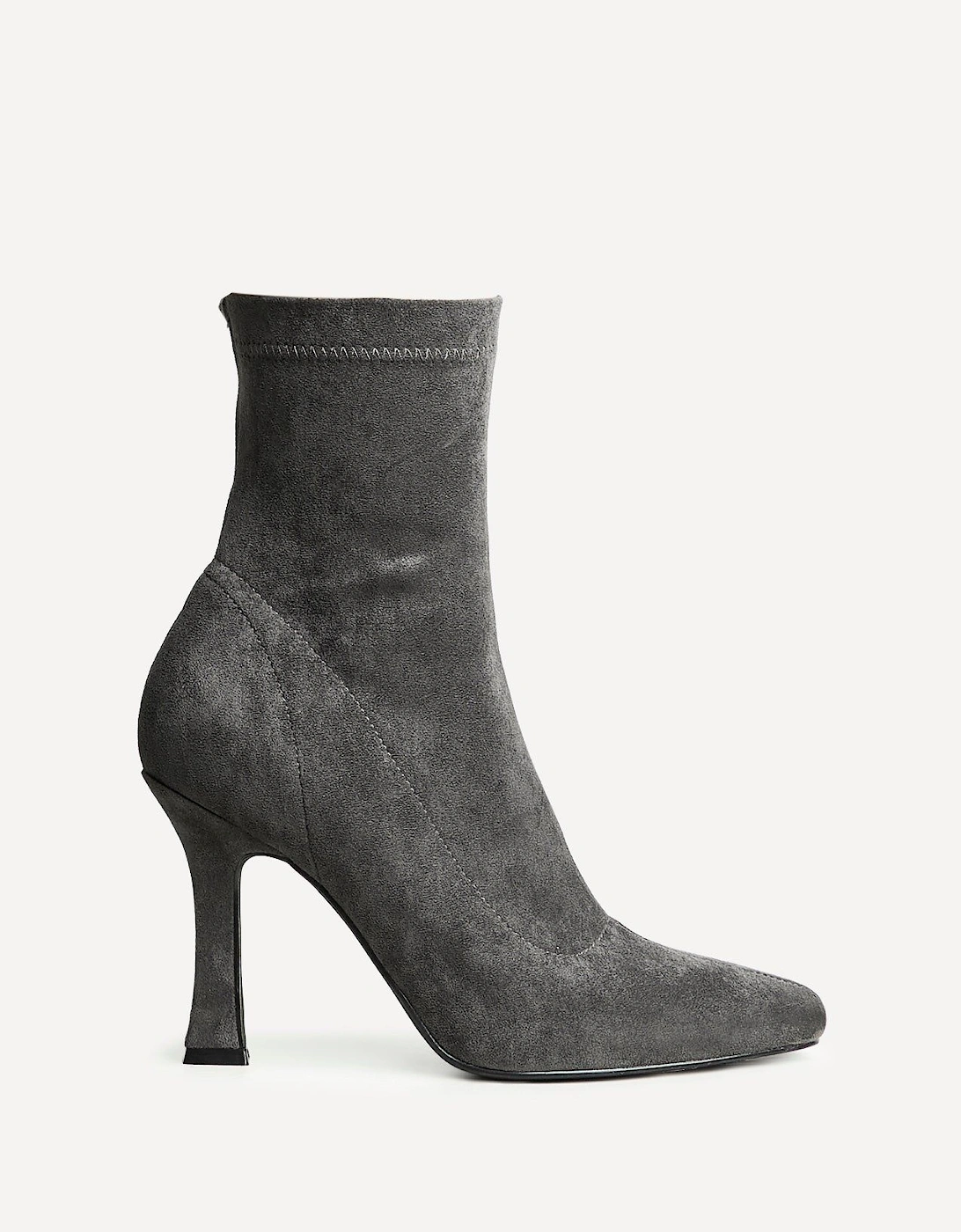 Lovato Grey Faux Suede Square Toe Heeled Sock Boot, 2 of 1
