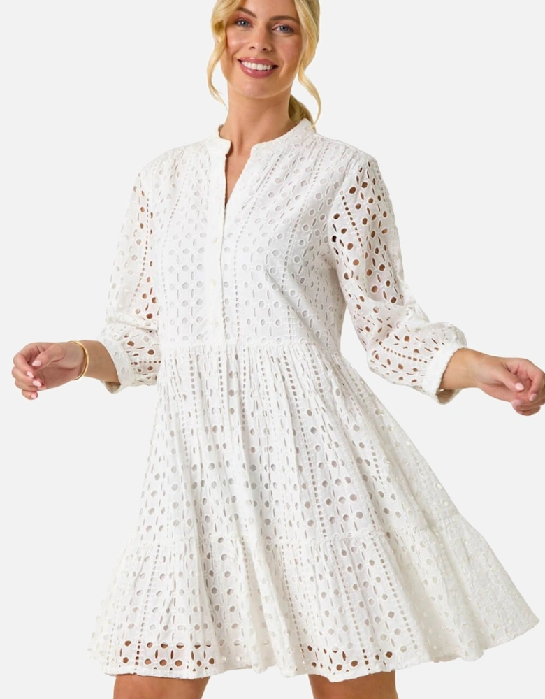 Petite Broderie Tiered Dress