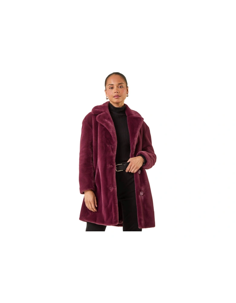 Petite Longline Pocket Fur Coat