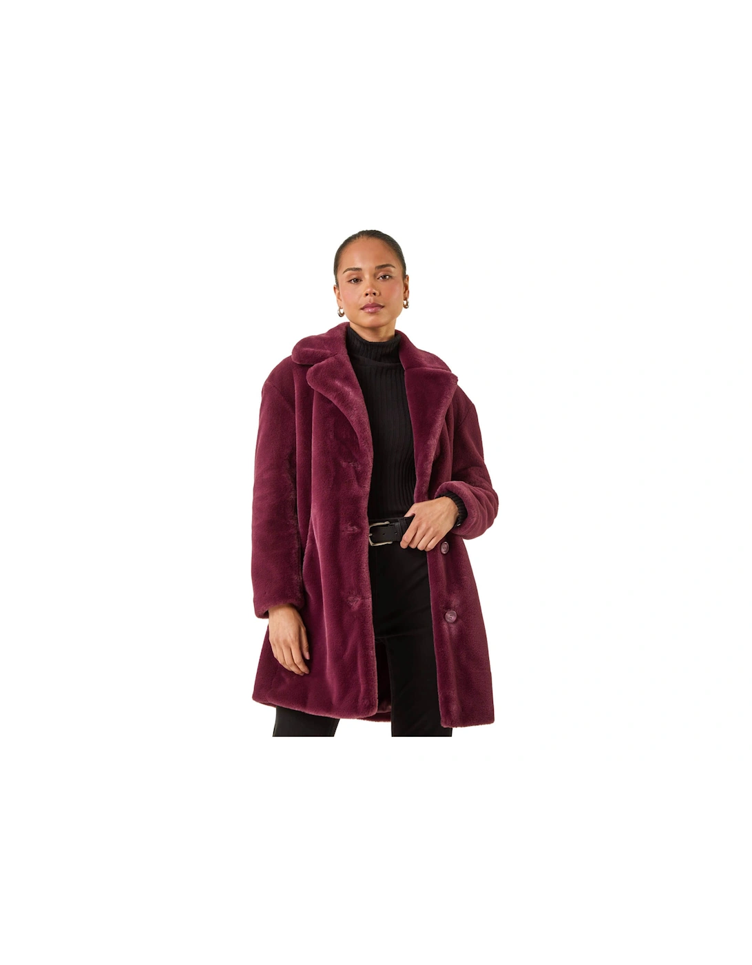 Petite Longline Pocket Fur Coat, 2 of 1