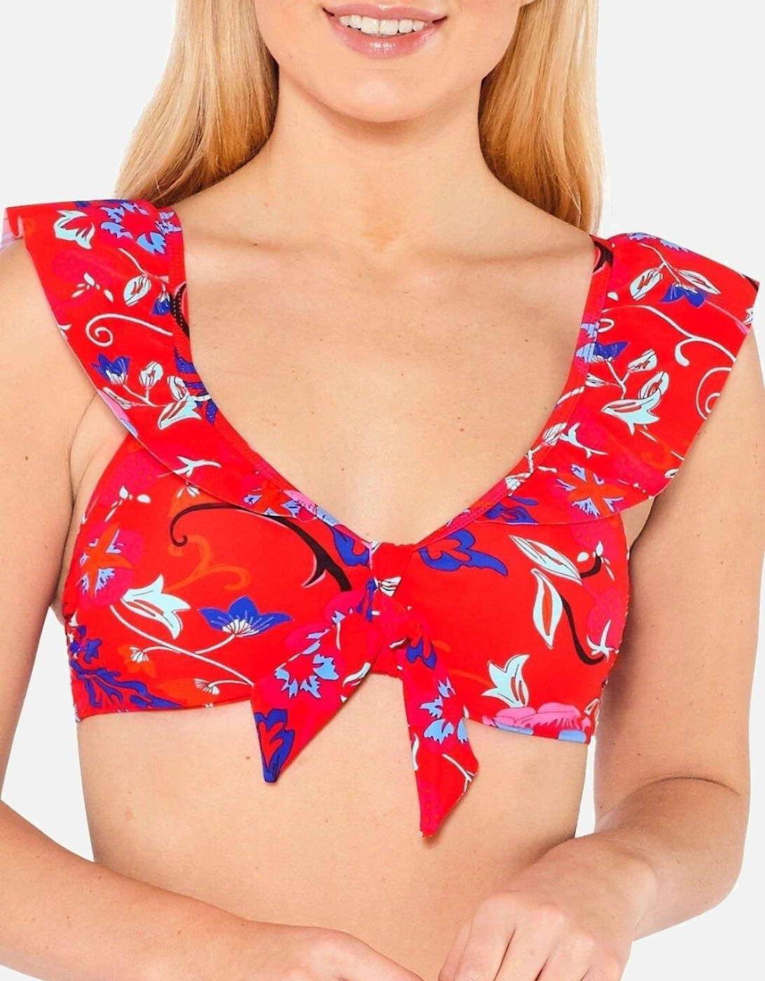 Bardot Frill Tie Front Bikini Top, 2 of 1