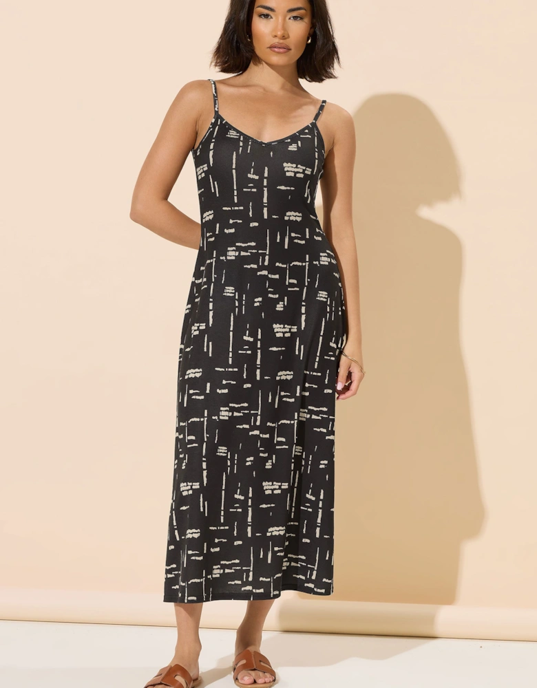 Petite Abstract Strappy Maxi Dress