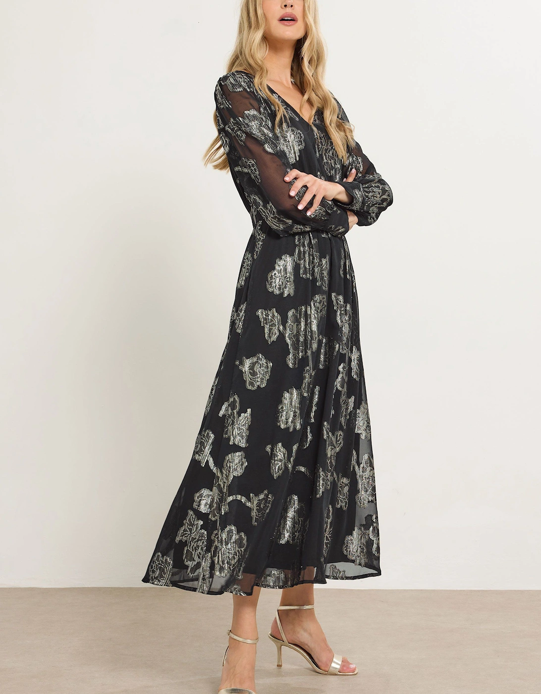 Tall Floral Jacquard Midaxi Dress, 2 of 1