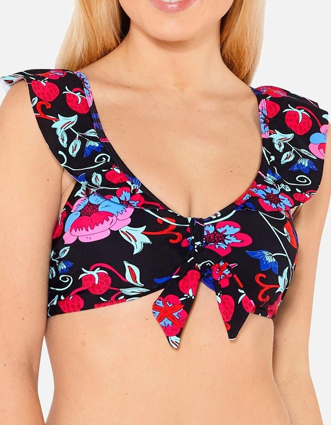 Bardot Frill Tie Front Bikini Top, 2 of 1