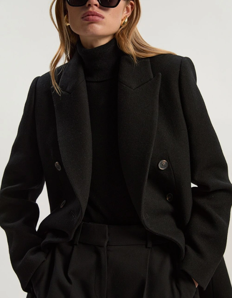 Petite Wool Double Breasted Tailored Midi Coat