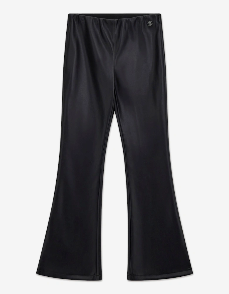 Girls Faux Leather Wide Fit Leggings in Black