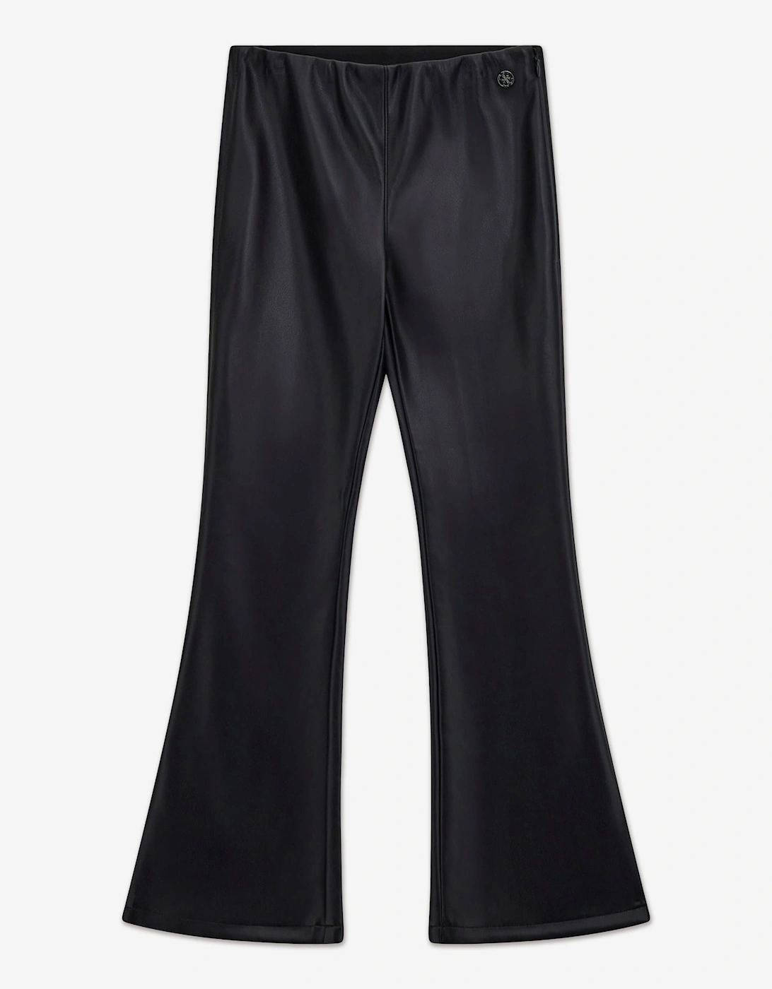 Girls Faux Leather Wide Fit Leggings in Black, 4 of 3