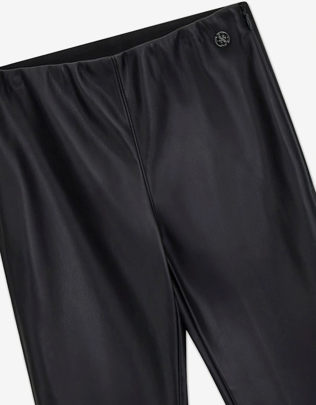 Girls Faux Leather Wide Fit Leggings in Black