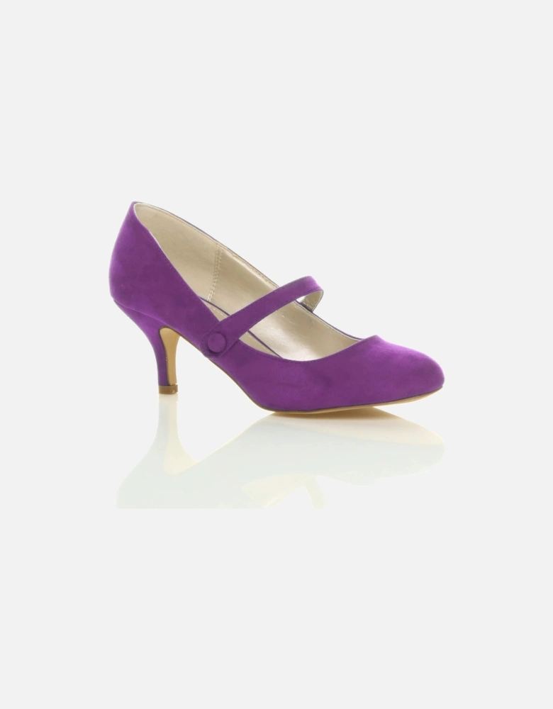 Mid Kitten Heel Mary Jane Faux Suede Court Shoes