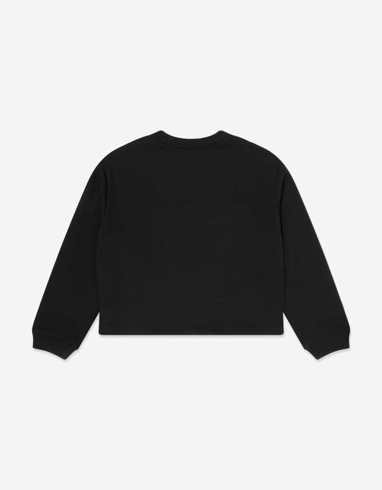 Girls Studded Gem Logo Sweatshirt in Black