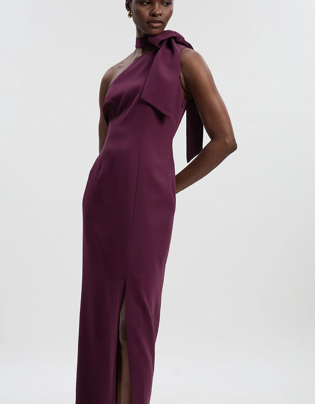 Soft Tailored Bow Tie Neck Midi Dress, 2 of 1