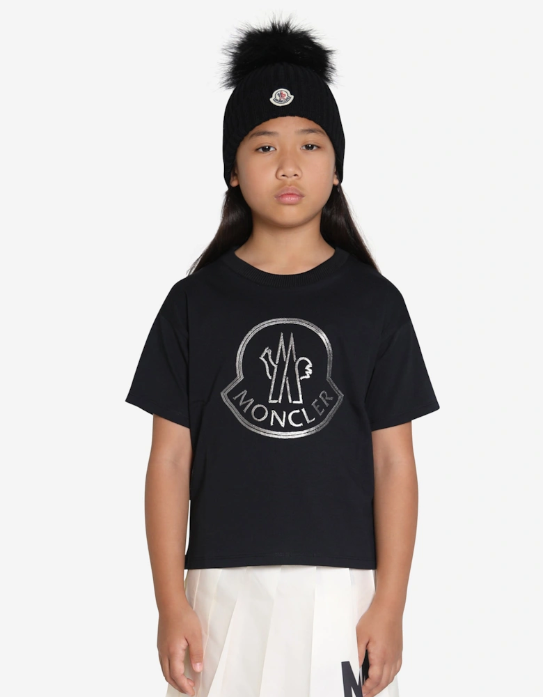 Enfant Girls Logo Print T-Shirt in Black
