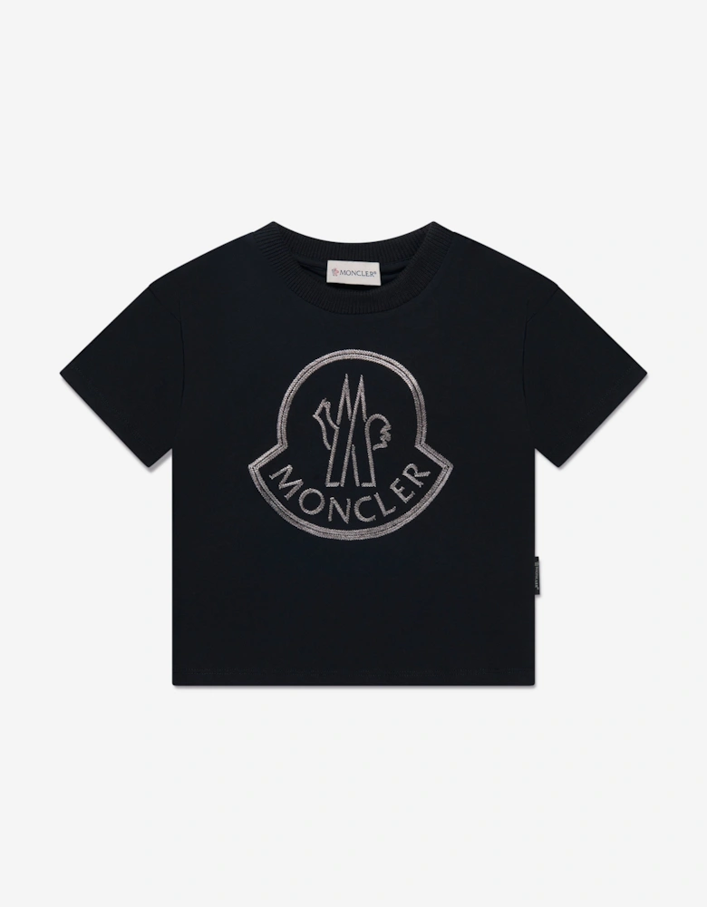 Enfant Girls Logo Print T-Shirt in Black
