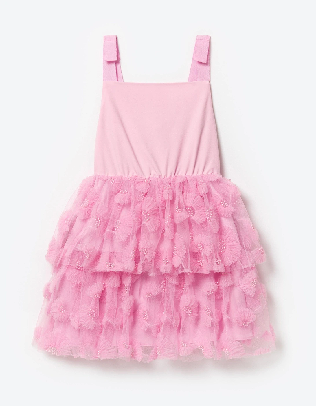 Girls Jersey and Tulle Dress in Pink, 6 of 5