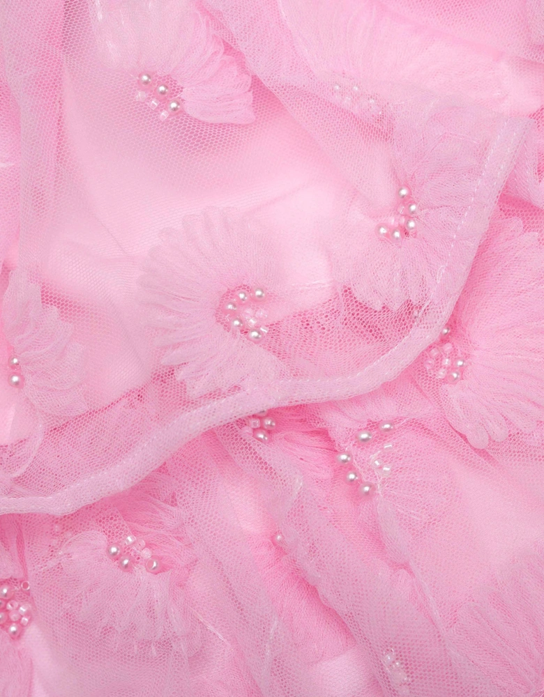 Girls Jersey and Tulle Dress in Pink