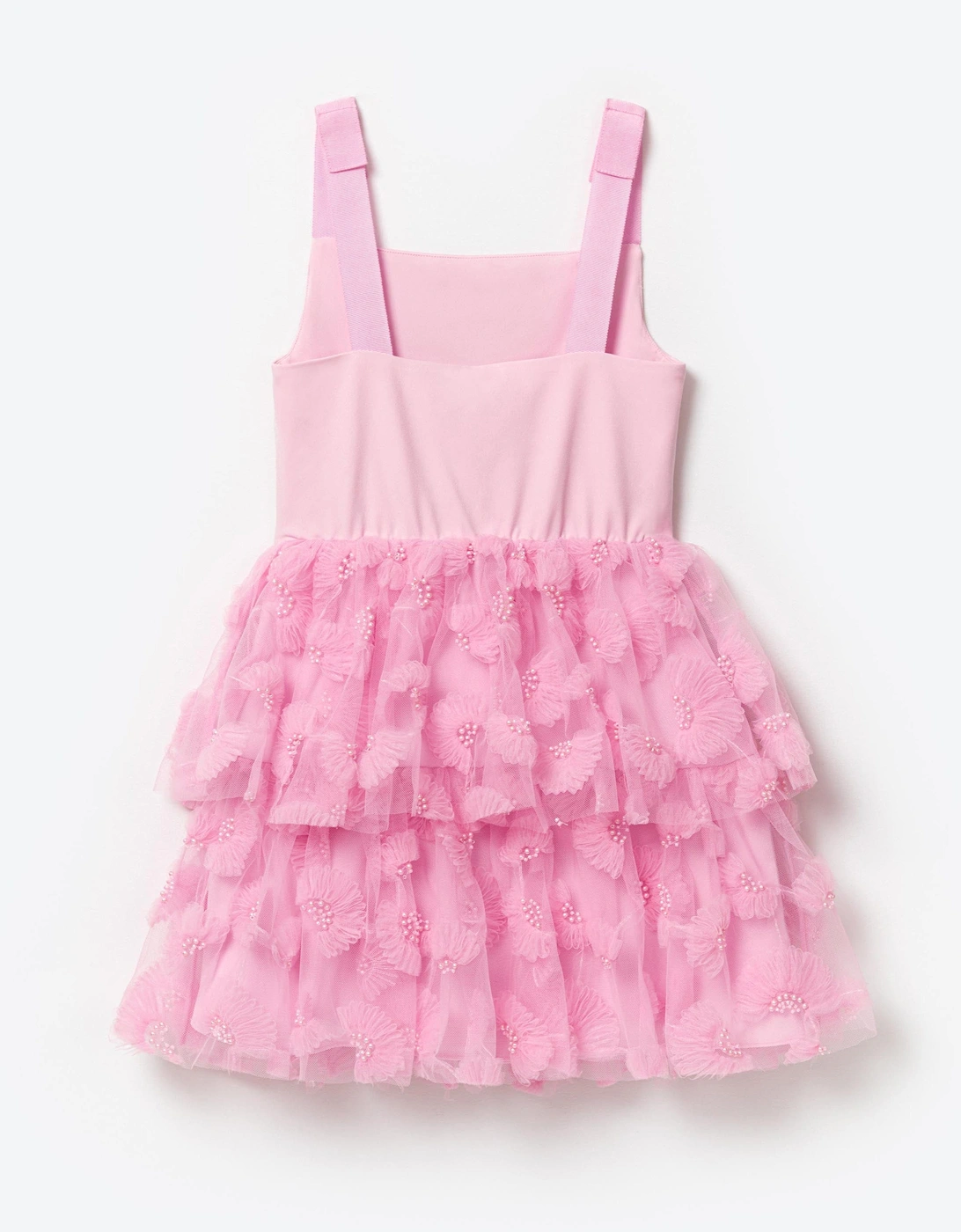 Girls Jersey and Tulle Dress in Pink