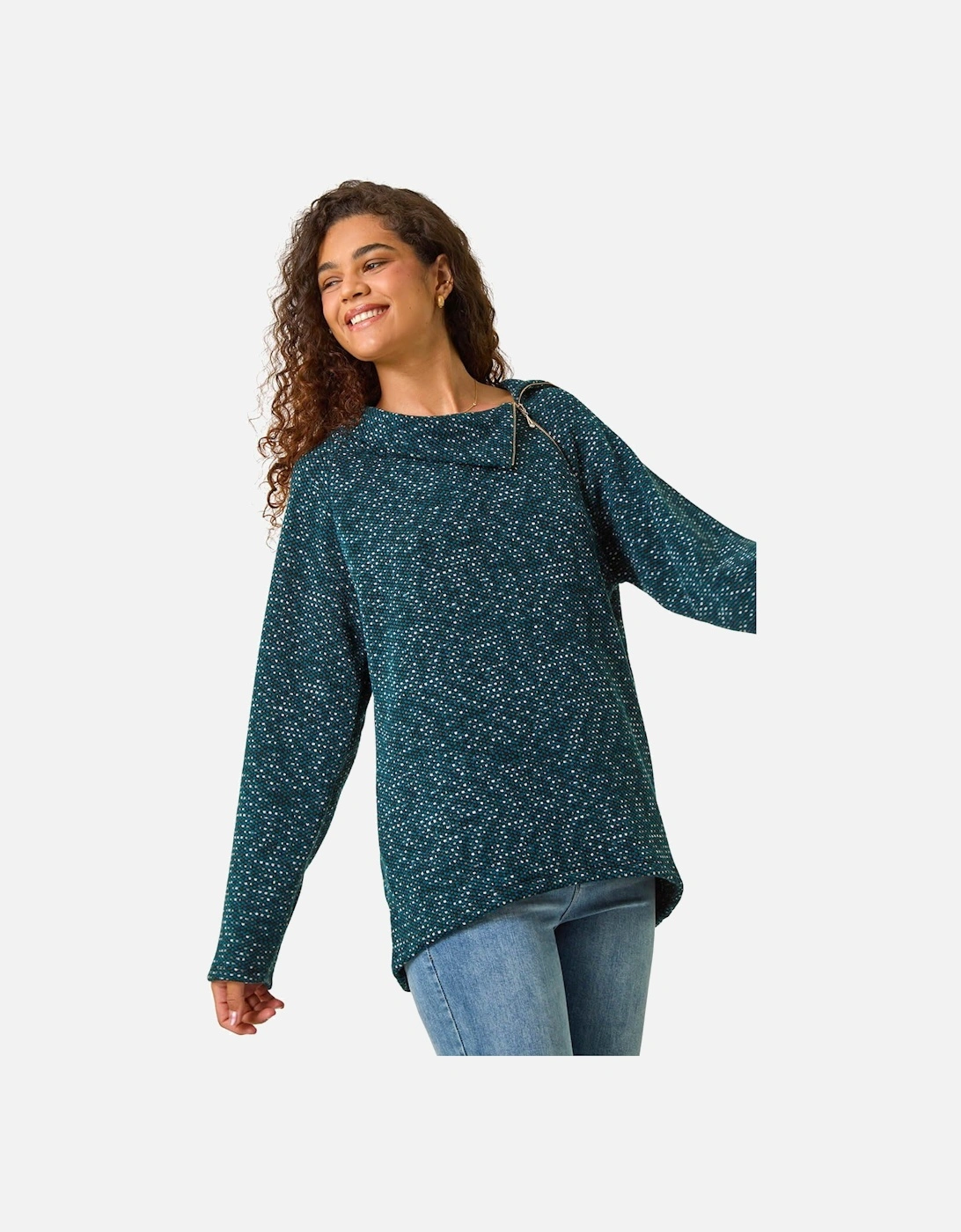 Side Split Zip Detail Tunic Top, 2 of 1