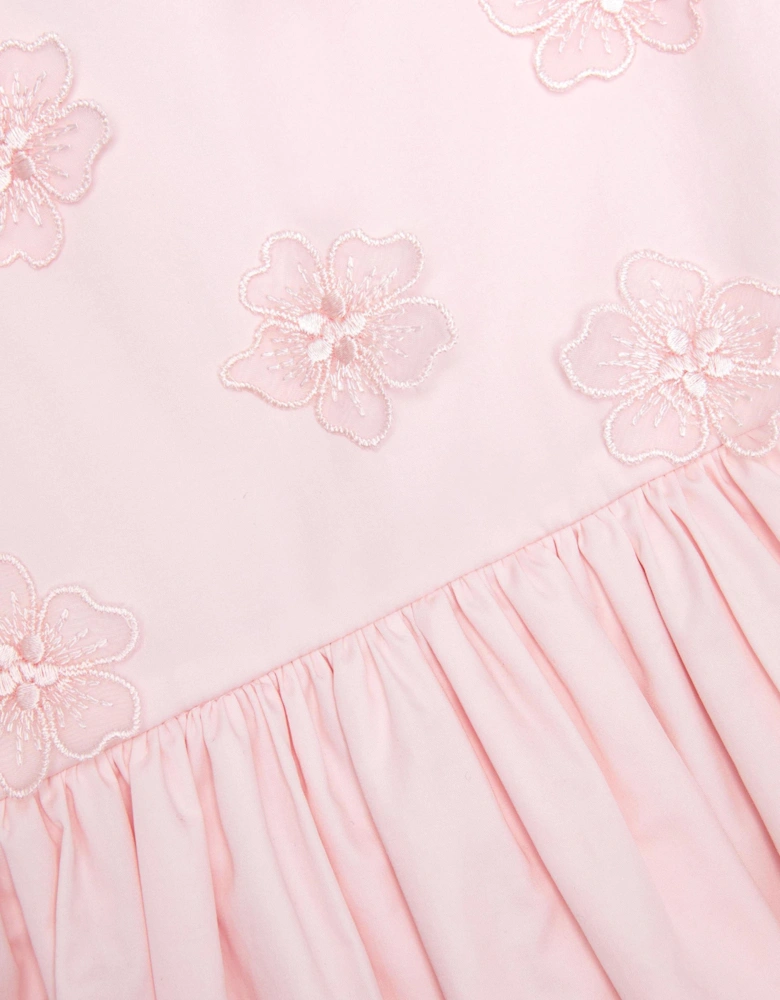 Girls Cotton Flower Dress in Pink