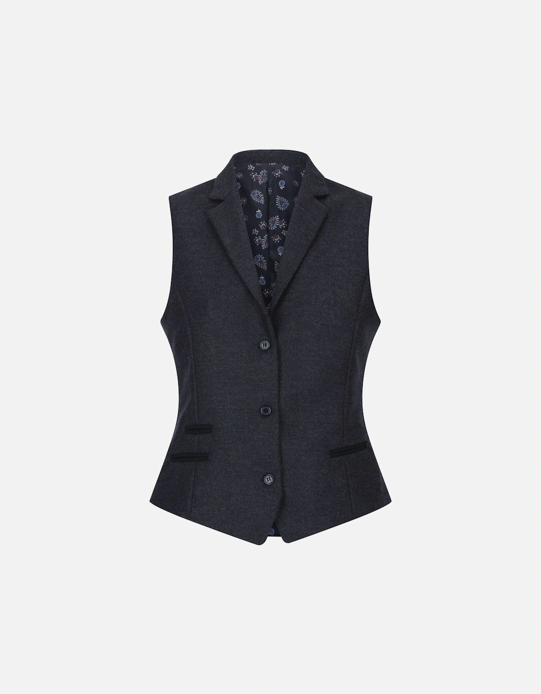 Womens Herringbone Check Tweed Waistcoat Wool Blend Vest, 2 of 1