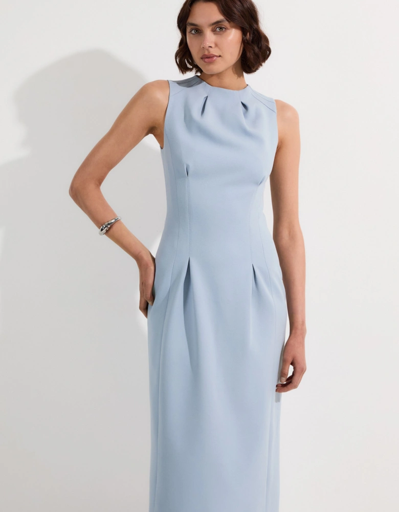 Tall Structured Crepe Sleeveless Tailored Pencil Midi Dress