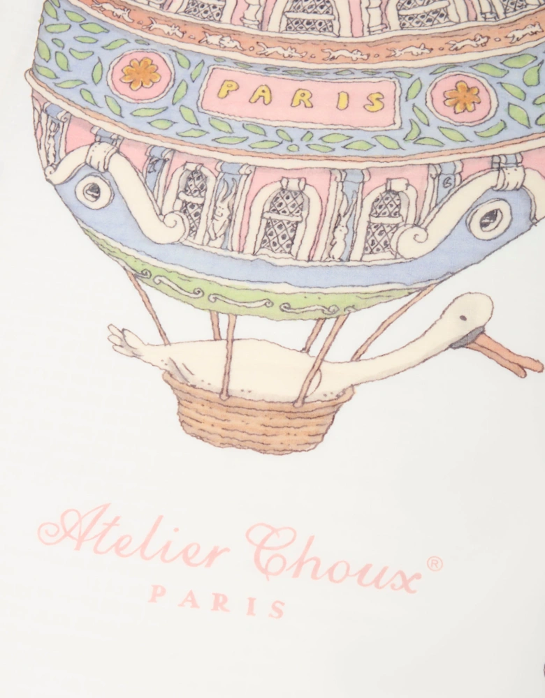 Baby Grand Carré Hot Air Balloons Blanket in White (200cm)