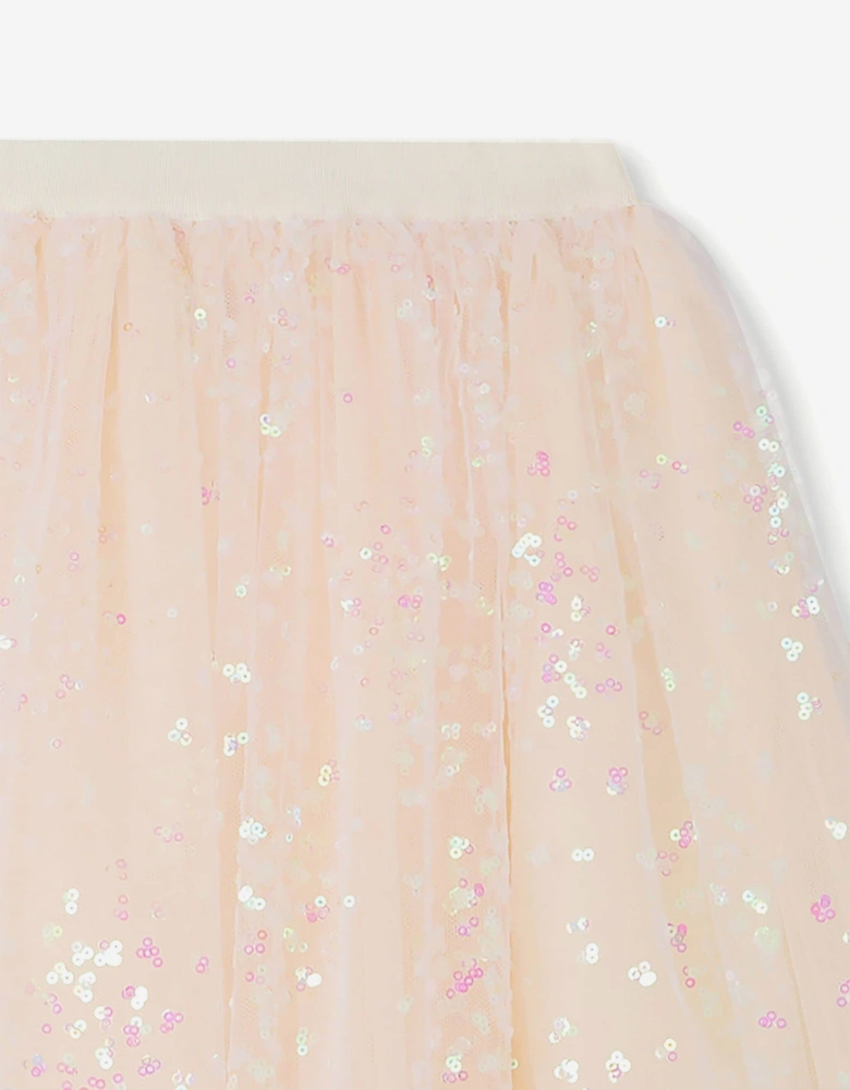 Girls Pois Tulle Skirt in Pink